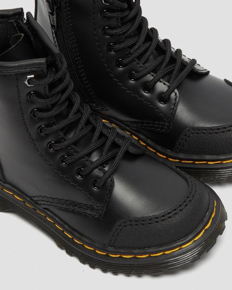 Black Kids' Dr Martens Toddler 1460 Overlay Leather Casual Boots | CA 664NWY